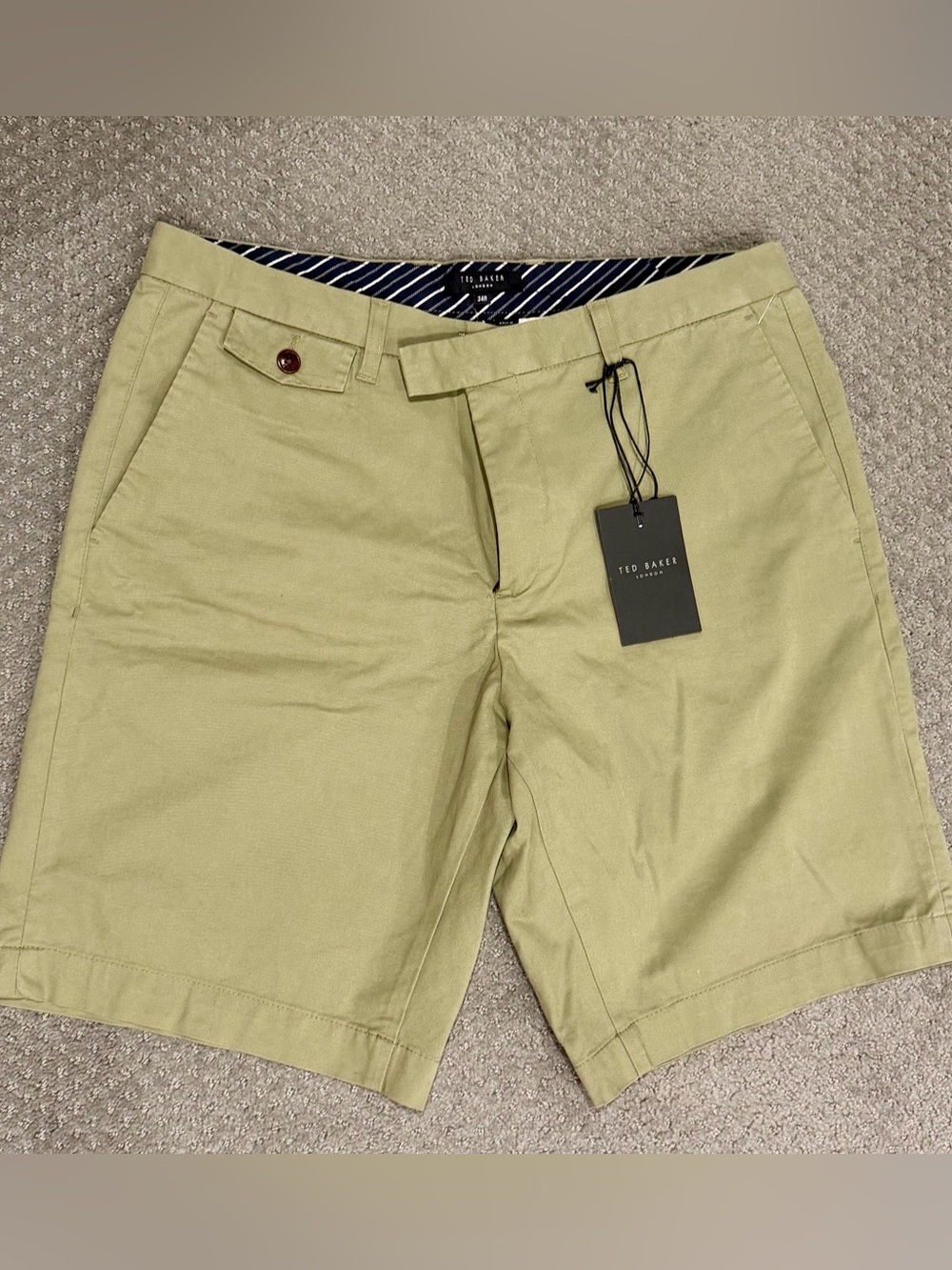 Ted Baker Light Olive Green Flat-Front Men's Shorts